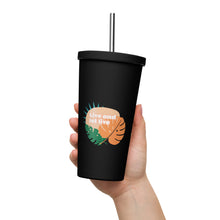 Insulated tumbler with a straw