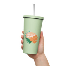 Insulated tumbler with a straw