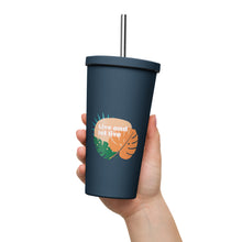 Insulated tumbler with a straw