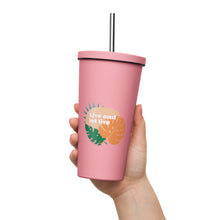 Insulated tumbler with a straw