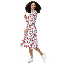 All-over print long sleeve midi dress